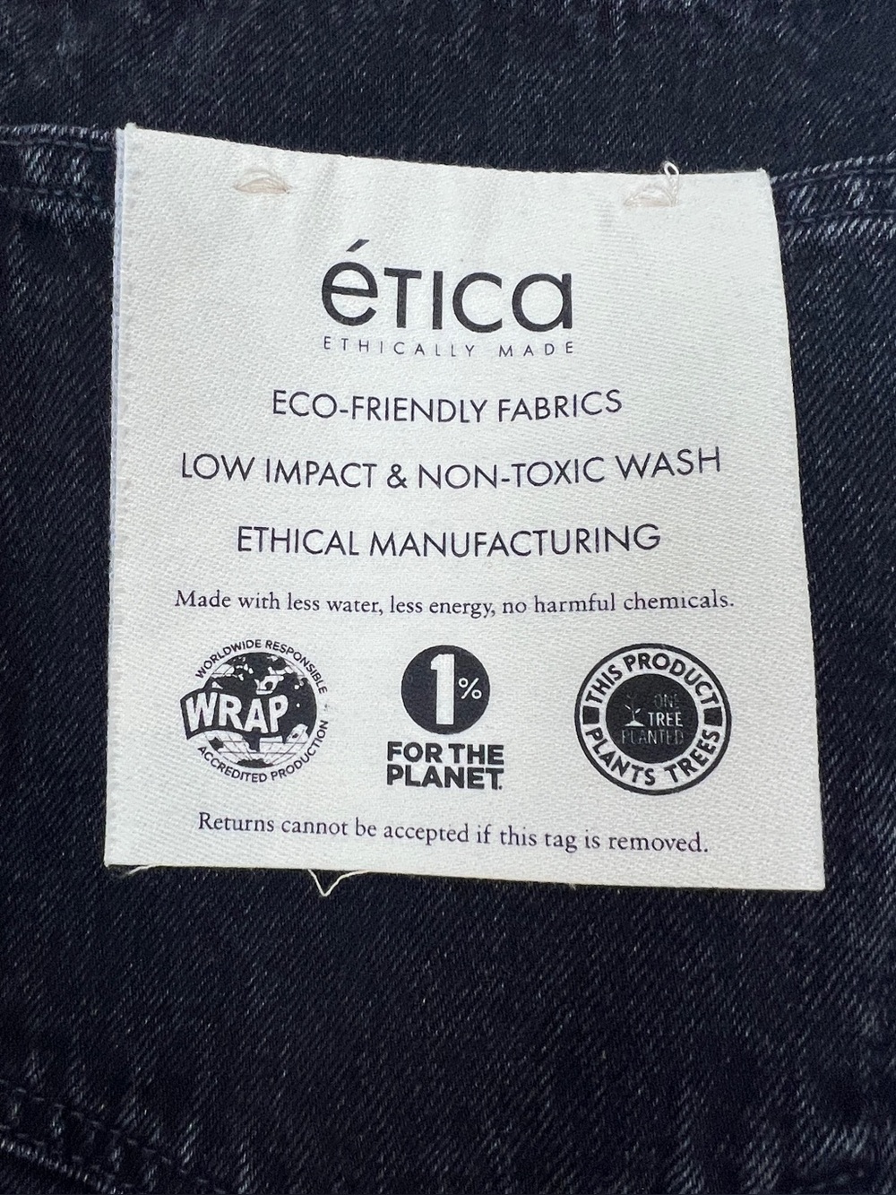 NEW Etica Finn Slim Straight Black Rock Jeans Sustainable Neutral Capsule 32 - Picture 6 of 11